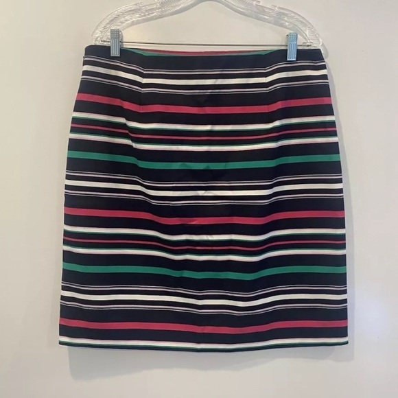 Talbots Navy Blue Multi Color Striped Pencil Skirt Size 12 (1369) - Picture 2 of 4